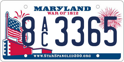MD license plate 8AC3365