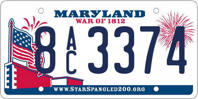 MD license plate 8AC3374