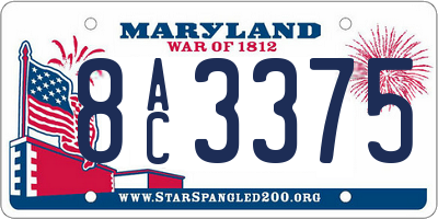 MD license plate 8AC3375
