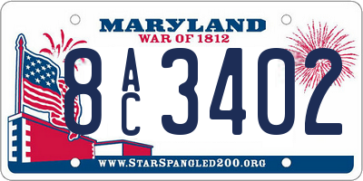 MD license plate 8AC3402