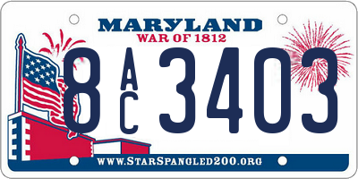 MD license plate 8AC3403