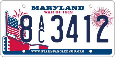 MD license plate 8AC3412