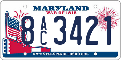 MD license plate 8AC3421