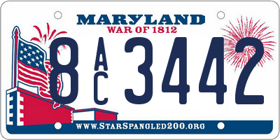 MD license plate 8AC3442