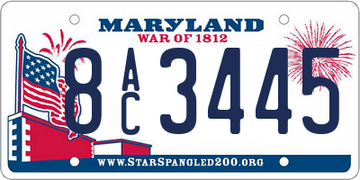 MD license plate 8AC3445