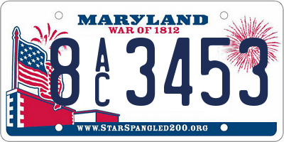 MD license plate 8AC3453