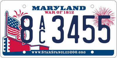 MD license plate 8AC3455