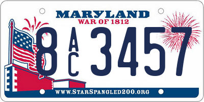 MD license plate 8AC3457