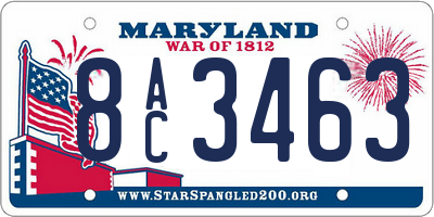 MD license plate 8AC3463