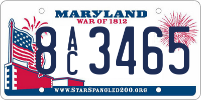 MD license plate 8AC3465