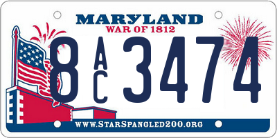 MD license plate 8AC3474