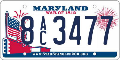 MD license plate 8AC3477