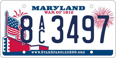 MD license plate 8AC3497