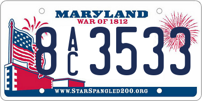 MD license plate 8AC3533