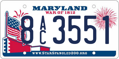 MD license plate 8AC3551