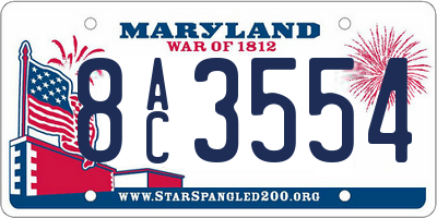 MD license plate 8AC3554