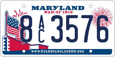 MD license plate 8AC3576