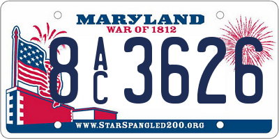 MD license plate 8AC3626
