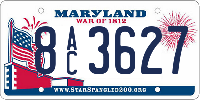 MD license plate 8AC3627