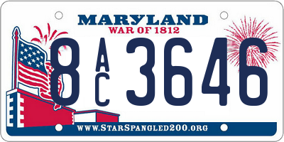 MD license plate 8AC3646