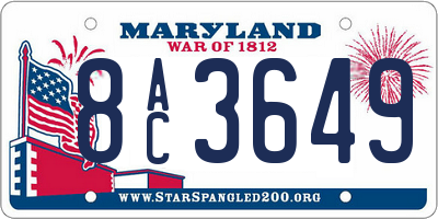 MD license plate 8AC3649