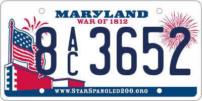 MD license plate 8AC3652