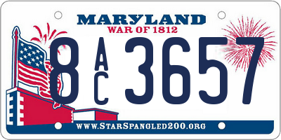 MD license plate 8AC3657