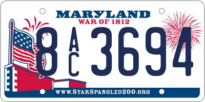 MD license plate 8AC3694