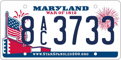 MD license plate 8AC3733