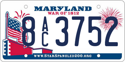 MD license plate 8AC3752