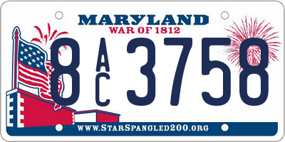MD license plate 8AC3758