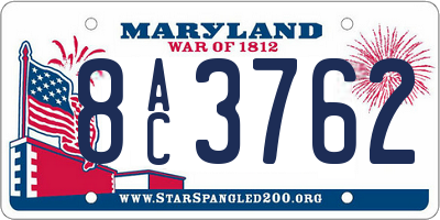 MD license plate 8AC3762