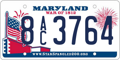 MD license plate 8AC3764