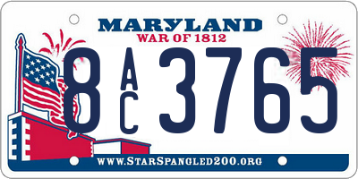 MD license plate 8AC3765