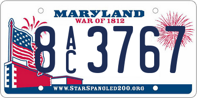 MD license plate 8AC3767