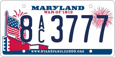 MD license plate 8AC3777