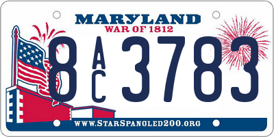MD license plate 8AC3783