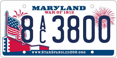 MD license plate 8AC3800