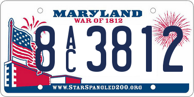 MD license plate 8AC3812