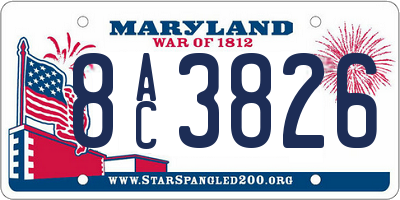 MD license plate 8AC3826