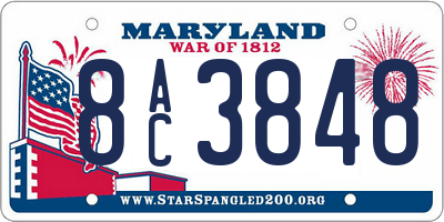 MD license plate 8AC3848