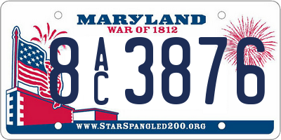 MD license plate 8AC3876