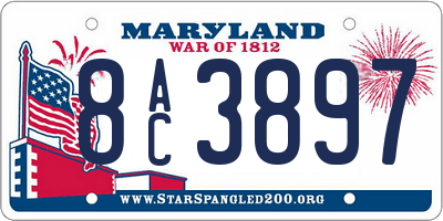 MD license plate 8AC3897