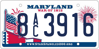 MD license plate 8AC3916