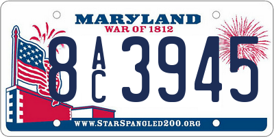 MD license plate 8AC3945