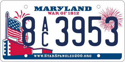 MD license plate 8AC3953