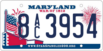 MD license plate 8AC3954