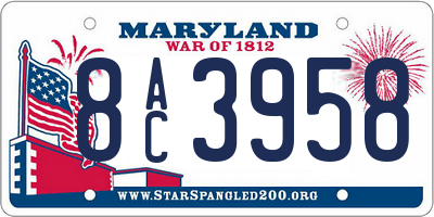 MD license plate 8AC3958