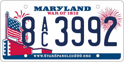 MD license plate 8AC3992