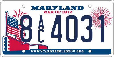 MD license plate 8AC4031